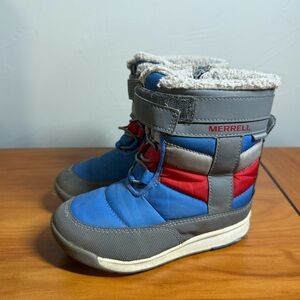 Merrell Kids Alpine Puffer Waterproof Boot Snow Winter Blue Red Colorblock Retro